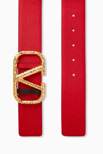 VLOGO Reversible Belt in Grainy Leather