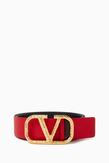 VLOGO Reversible Belt in Grainy Leather