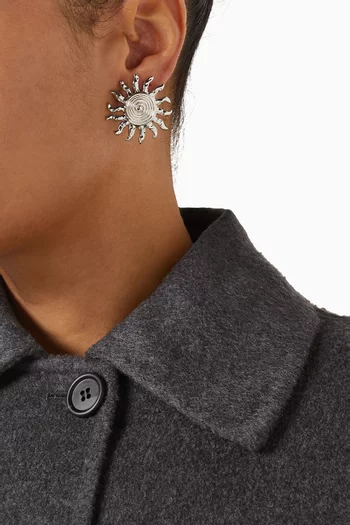 The Ibiza Sun Earrings in Rhodium-plated Silver