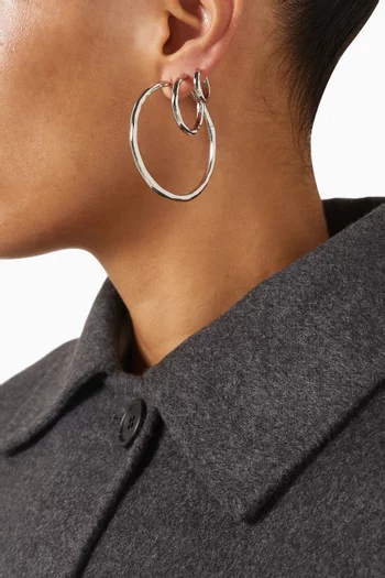 The Granada Hoop Earrings in Silver-plated Brass. Set of 6