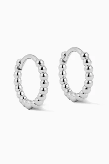 Mini Beaded Huggies in Silver-plated Brass