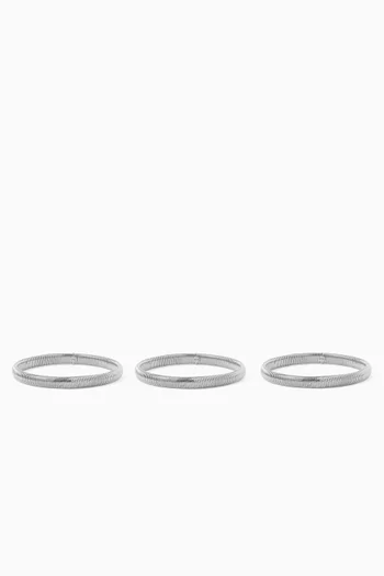 Mini Snake Chain Bracelet Set in Silver-plated Brass, Set of 3