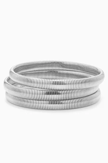 Mini Snake Chain Bracelet Set in Silver-plated Brass, Set of 3