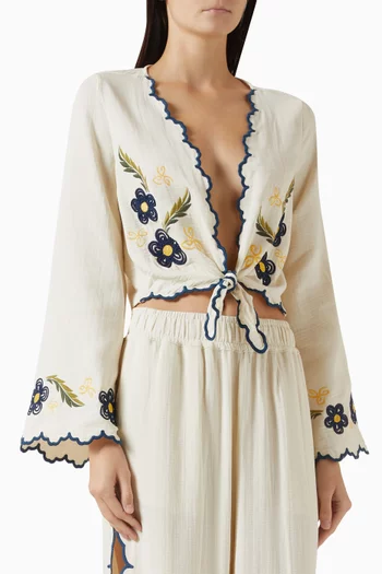 قميص سولاي برباط في الأمام مزيج فيسكوز