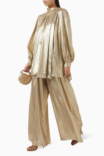 Metallic Scarf-style Blouse