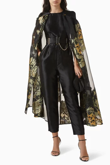 Floral Cape Jumpsuit