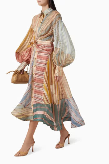 فستان ربيلين متوسط الطول بنقشة مخططة