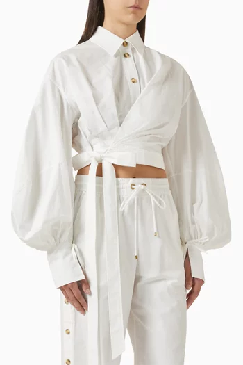 بلوزة ربيلين بتصميم ملفوف بوبلين