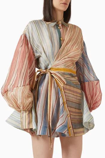 Rebellion Striped Mini Dress in Linen Blend