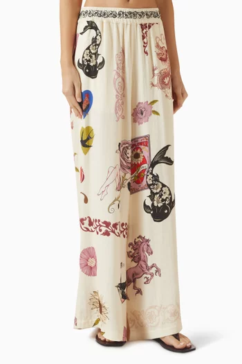 بنطال ونتير بقصة ساق واسعة مزيج فيسكوز