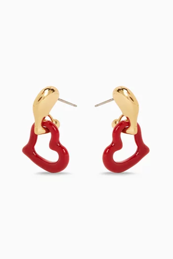 Amour Enamel Drop Earrings in Gold-plated Metal