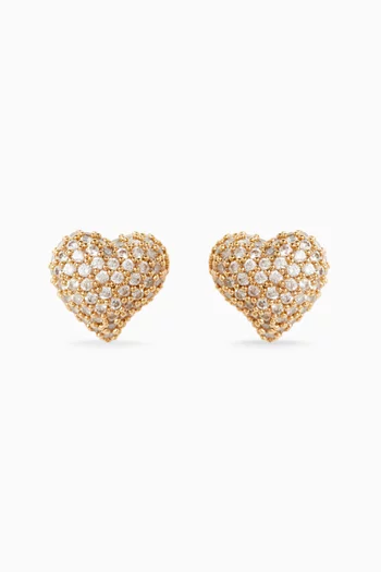 Amour Crystal Stud Earrings in Gold-plated Metal