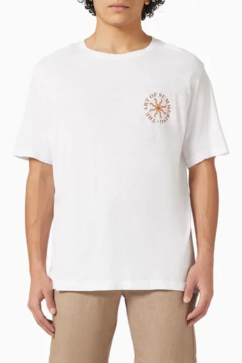 تي شيرت دينيس بطبعة قطن وكتان