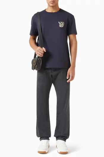 تي شيرت برقعة شعار الماركة قطن