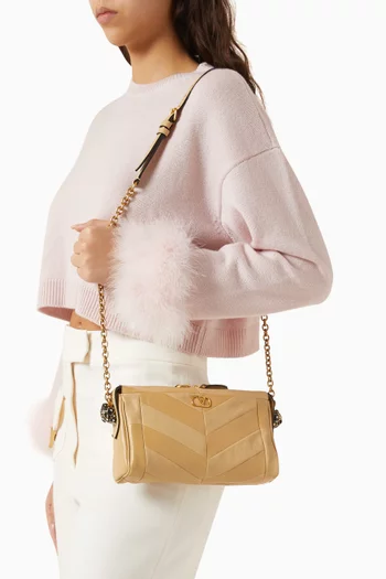 حقيبة كتف بانثيا صغيرة وحلي مرصعة بكريستال سواروفسكي جلد نابا