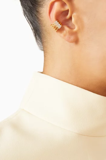 Crystal-embellished Single Ear Cuff in 24kt Gold-plated Sterling Silver