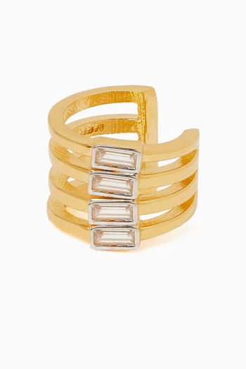 Crystal-embellished Single Ear Cuff in 24kt Gold-plated Sterling Silver