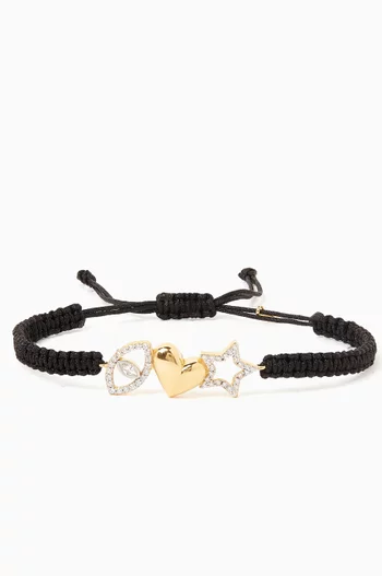 Charm Cord Bracelet in 24kt Gold-plated Sterling Silver