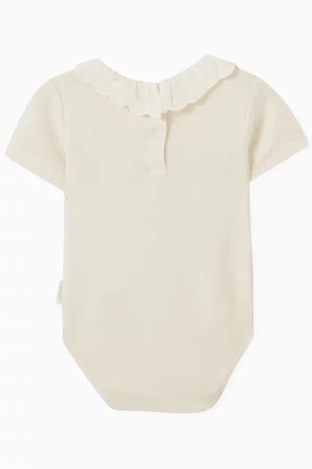 Pointelle Ruffle Bodysuit in Organic Cotton