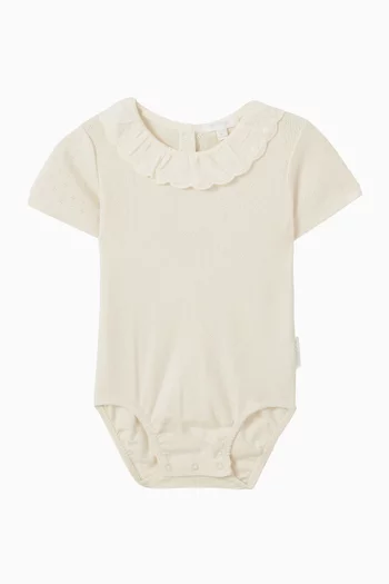 Pointelle Ruffle Bodysuit in Organic Cotton