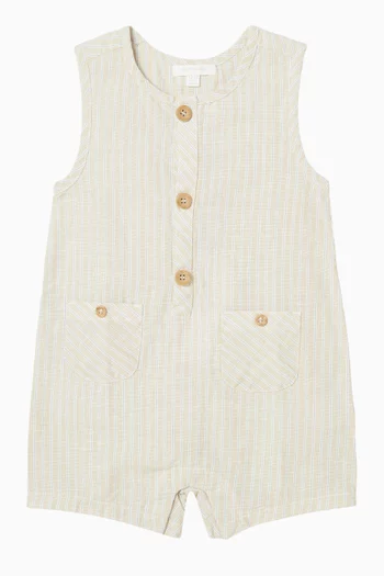 Striped Romper in Linen-blend