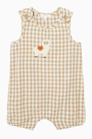Llama Gingham Romper