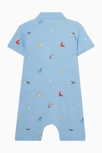 Animal Fiesta Polo Bodysuit in Organic Cotton-piqué