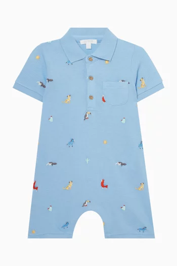 Animal Fiesta Polo Bodysuit in Organic Cotton-piqué