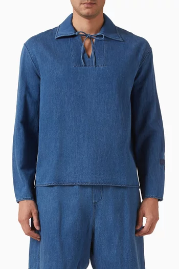 قميص برباط في الأمام دينم