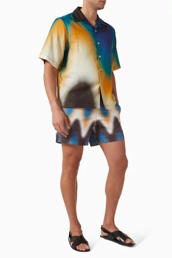 Gradient Wave Bowling Shirt in Silk