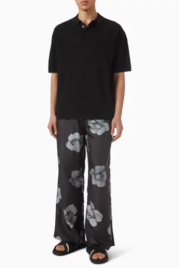 تي شيرت بولو بأزرار بالكامل مزيج قطن