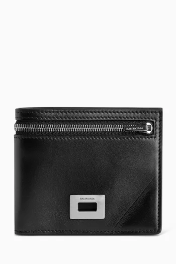 محفظة ثنائية الطي روديو بتصميم مربع جلد