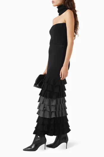 The Ruffled Tiered Maxi Skirt in Cotton
