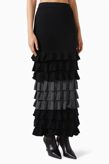 The Ruffled Tiered Maxi Skirt in Cotton
