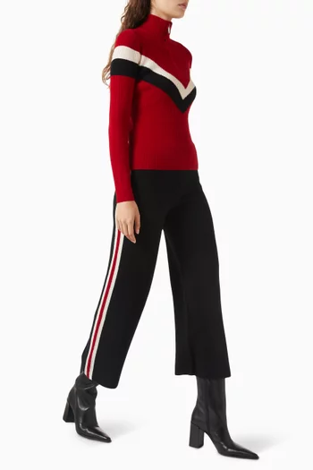 بنطال تزلج منسوج بقصة ساق مستقيمة ونقشة خطوط