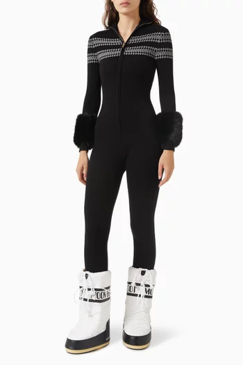 جمبسوت تزلج منسوج بنقشة هندسية