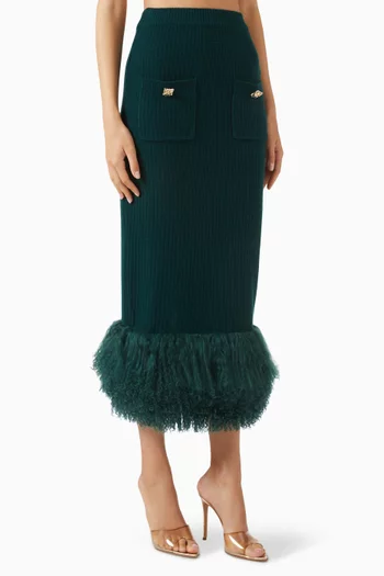 The Shearling-trim Maxi Skirt in Wool-cashmere