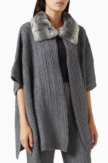Collar-detail Poncho in Knit