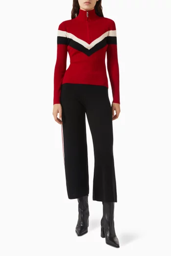 سترة تزلج بسحّاب ونسيج مخطط