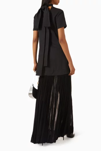 فستان بيا بتنورة بطيّات مزيج قطن