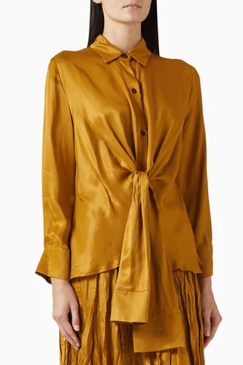 قميص برباط في الأمام فيسكوز