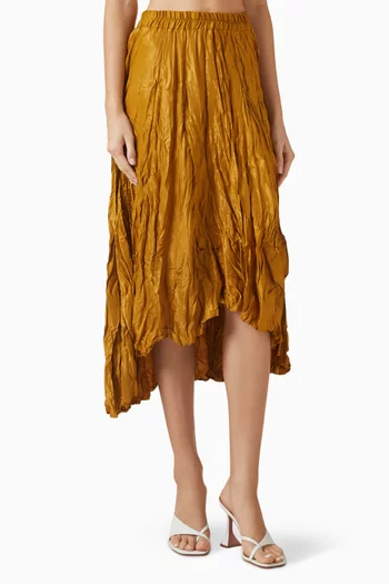 Asymmetric Crinkled Skirt in Viscose
