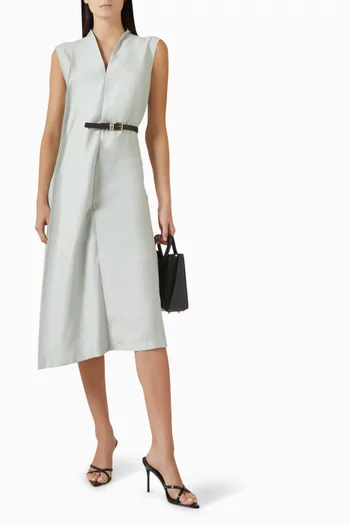 فستان بحزام مزيج تينسيل