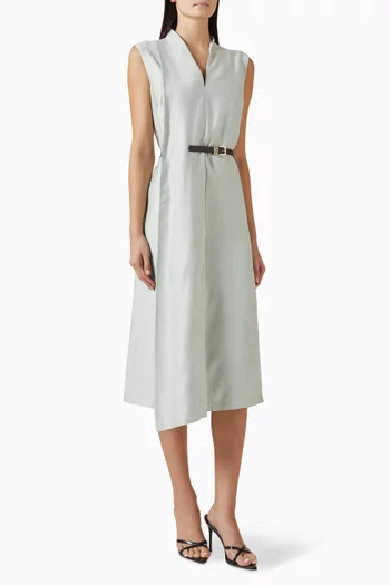 فستان بحزام مزيج تينسيل