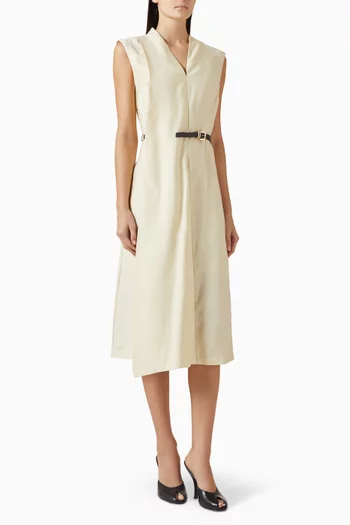 فستان بحزام مزيج تينسيل