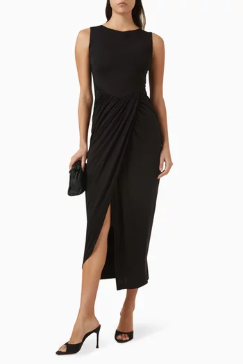 فستان بكشكش مزيج فيسكوز