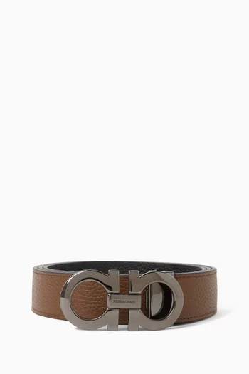 Reversible & Adjustable Gancini Belt in Leather