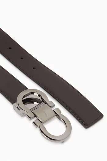 Reversible Gancini Belt in Leather