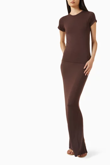 Fitted Crewneck T-shirt in Cotton Blend