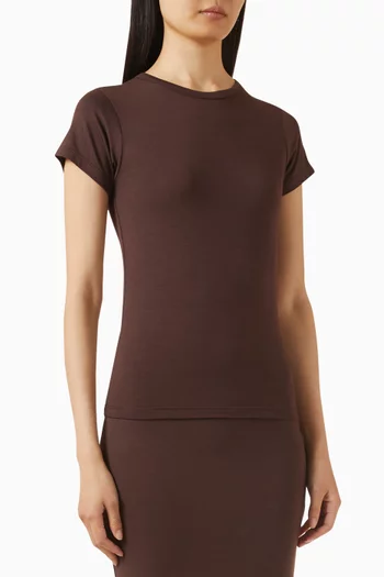 Fitted Crewneck T-shirt in Cotton Blend